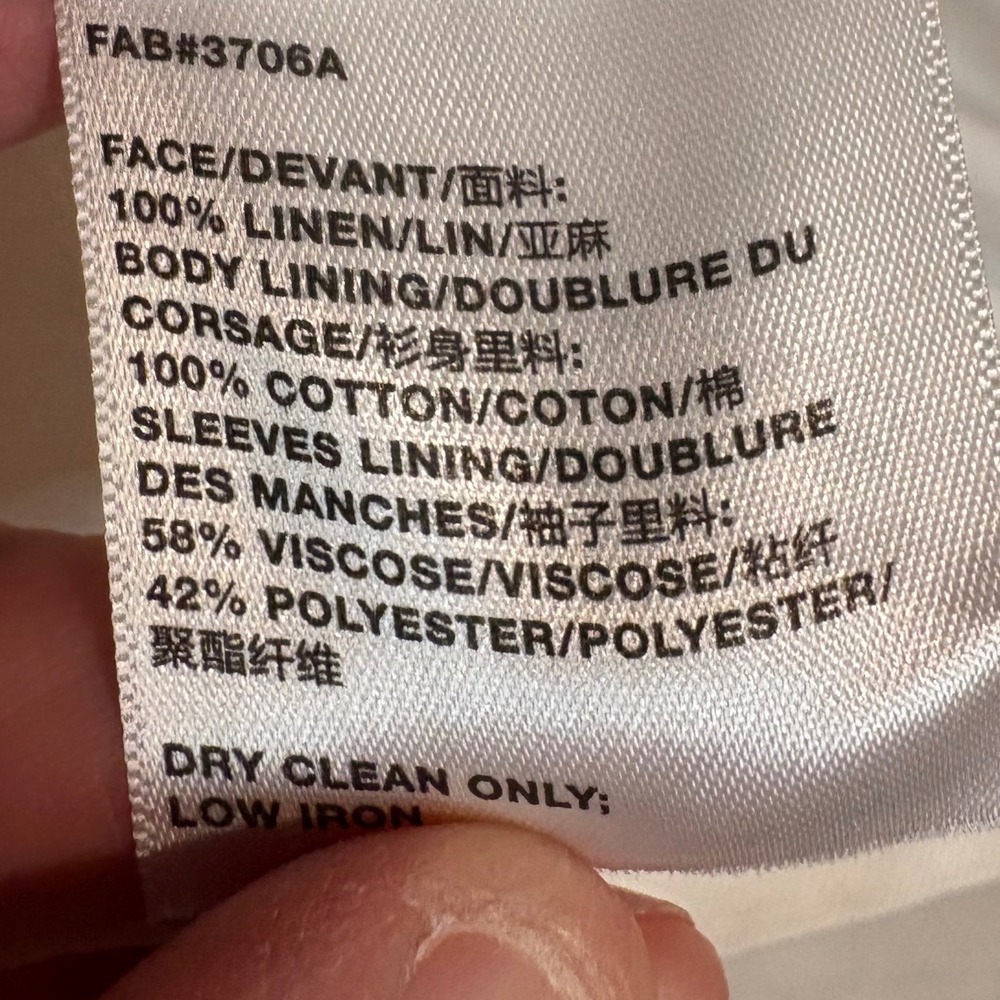 Lafayette 148 New York White 100% Linen Stand Collar Blazer Jacket Button Front - Picture 11 of 14